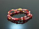 Sweet Cherries! Fancy Armband 2reihig Pink Saphir rote Quarze Granat Sterlingsilber vergoldet