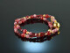 Sweet Cherries! Fancy bracelet 2 rows pink sapphire red quartz garnet sterling silver gold plated