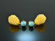 Turkish Yellow! Drop earrings with yellow agate and turquoise silver gold plated