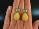 Turkish Yellow! Drop earrings with yellow agate and turquoise silver gold plated