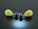 Blue and Green! Drop earrings with peridot and lapis lazuli silver gold plated