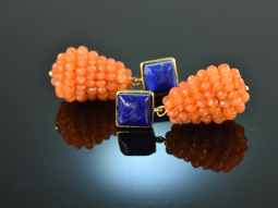 Orange Blue! Tropfen Ohrringe mit Karneol und Lapislazuli...