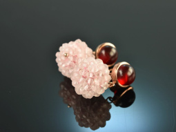 Red Rose! Pretty earrings rose quartz and red agate...