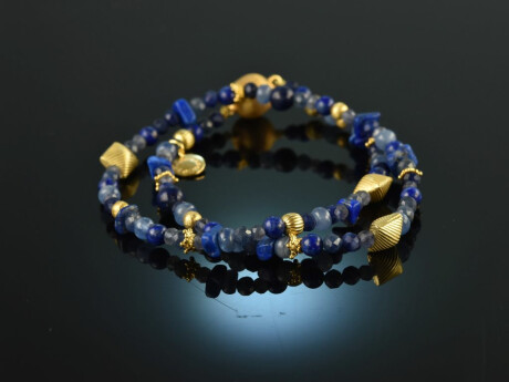 Queen of the night! Blue Fancy bracelet sapphire iolite lapis lazuli silver 925 gold plated