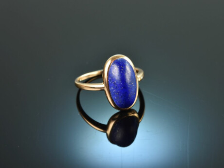 Around 1990! Plain lapis lazuli ring gold 585