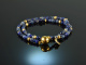 Queen of the night! Fancy bracelet 2 rows lapis lazuli sapphire sodalite and kyanite silver 925 gold plated