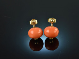 Italy around 1990! Pretty Sardegna coral earrings gold 750