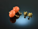 Italy around 1990! Pretty Sardegna coral earrings gold 750