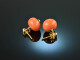 Italy around 1990! Pretty Sardegna coral earrings gold 750