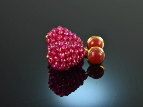 Sweet Berries! Tropfen Ohrringe Roter Achat Silber 925 vergoldet