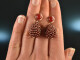 Pomegranate Seeds! Drop earrings red agate and garnet silver 925 rose gold plated