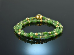 Green meadow! Fancy bracelet 2 rows tsavorite apatite and...