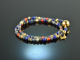 Ancient Chic! Fancy bracelet 2 rows coral lapis lazuli labradorite and sapphire sterling silver 925 gold plated