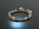 Ancient Chic! Fancy Armband 2reihig Koralle Lapislazuli Labradorit und Saphir Sterlingsilber 925 vergoldet