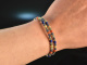 Ancient Chic! Fancy bracelet 2 rows coral lapis lazuli labradorite and sapphire sterling silver 925 gold plated