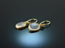 Around 1990! Fine earrings with moonstones gold 585