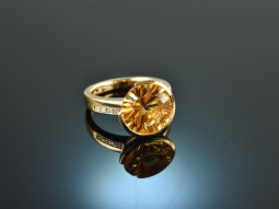 Um 2015! Eleganter Design Ring mit Citrin und Diamanten...