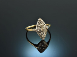 Um 1910! H&uuml;bscher Belle Epoque Ring mit Diamanten Gold 585 Platin