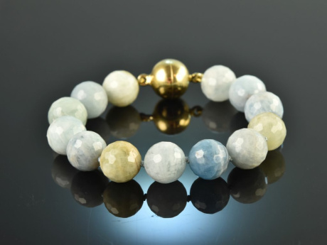 Vivid Blue! Beautiful grained aquamarine bracelet silver 925 gold plated