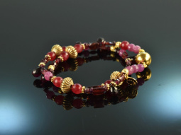 Red Blossom! 2reihiges Fancy Armband mit Granat Achat und...