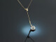 Um 1910! Zartes Collier mit Diamant und Saatperle Gold 585