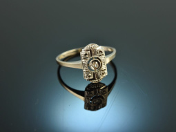 Um 1925! Schlichter Art Deco Ring mit Diamant Wei&szlig;...