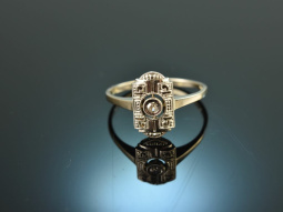 Um 1925! Schlichter Art Deco Ring mit Diamant Wei&szlig;...