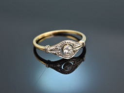 Um 1915! H&uuml;bscher Belle Epoque Ring mit Diamanten Gold 585 Platin