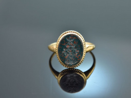 Um 1910! Sch&ouml;ner Wappen Siegel Ring mit Blutjaspis...