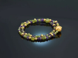 Summer Garden! Fancy Armband 2reihig Peridot und Amethyst...