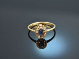 Around 1980! Delicate engagement ring with sapphire and...