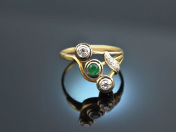 Um 1905! Sch&ouml;ner Jugendstil Ring mit Smaragd und...