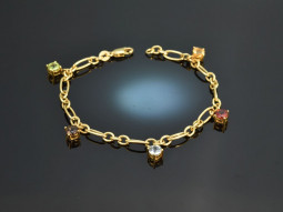 Um 2015! H&uuml;bsches Armband mit bunten Farbsteinen Gold 585