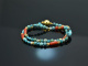 Turquoise Sea! Fancy Armband 2reihig T&uuml;rkis Koralle Sodalith Sterlingsilber 925 vergoldet