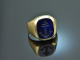 Um 1980! Klassischer Wappen Siegel Ring mit Lapislazuli Gold 585