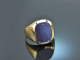 Um 1980! Klassischer Wappen Siegel Ring mit Lapislazuli Gold 585