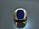 Um 1980! Klassischer Wappen Siegel Ring mit Lapislazuli Gold 585