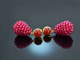 Sweet Raspberries! Schicke Tropfen Ohrringe roter und pinker Achat Silber 925 vergoldet