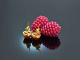 Sweet Raspberries! Schicke Tropfen Ohrringe roter und pinker Achat Silber 925 vergoldet