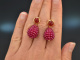 Sweet Raspberries! Schicke Tropfen Ohrringe roter und pinker Achat Silber 925 vergoldet