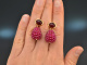 Bright Red! Tropfen Ohrringe Roter und Pinker Achat Silber 925 vergoldet