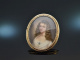 Austria around 1870! Beautiful portrait miniature pendant gold 585