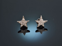 Bright Stars! Sch&ouml;ne Stern Ohrringe mit Brillanten Wei&szlig; Gold 750