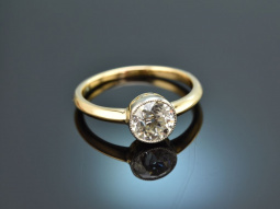 Um 1910! Traumhafter 1 ct Altschliff Solit&auml;r Diamant Ring Gold 750 Platin