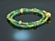 Hopeful Green! Fancy Armband 2reihig Jade, Smaragd und Peridot Silber 925 vergoldet