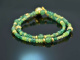 Hopeful Green! Fancy Armband 2reihig Jade, Smaragd und Peridot Silber 925 vergoldet