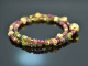 Rose Garden! Fancy Armband 2reihig Turmalin Rubin Peridot Silber 925 vergoldet