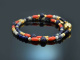 Ancient Chic! Fancy Armband 2reihig Koralle Lapislazuli Saphir und Sodalith Silber 925 vergoldet