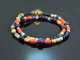 Ancient Chic! Fancy Armband 2reihig Koralle Lapislazuli Saphir und Sodalith Silber 925 vergoldet