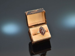 Um 1920! H&uuml;bscher Granat Ring mit Etui Gold 333